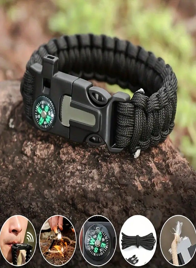 Generic Seven core umbrella rope woven survival whistle playing flint large compass umbrella rope bracelet lifesaving bracelet - Image 2