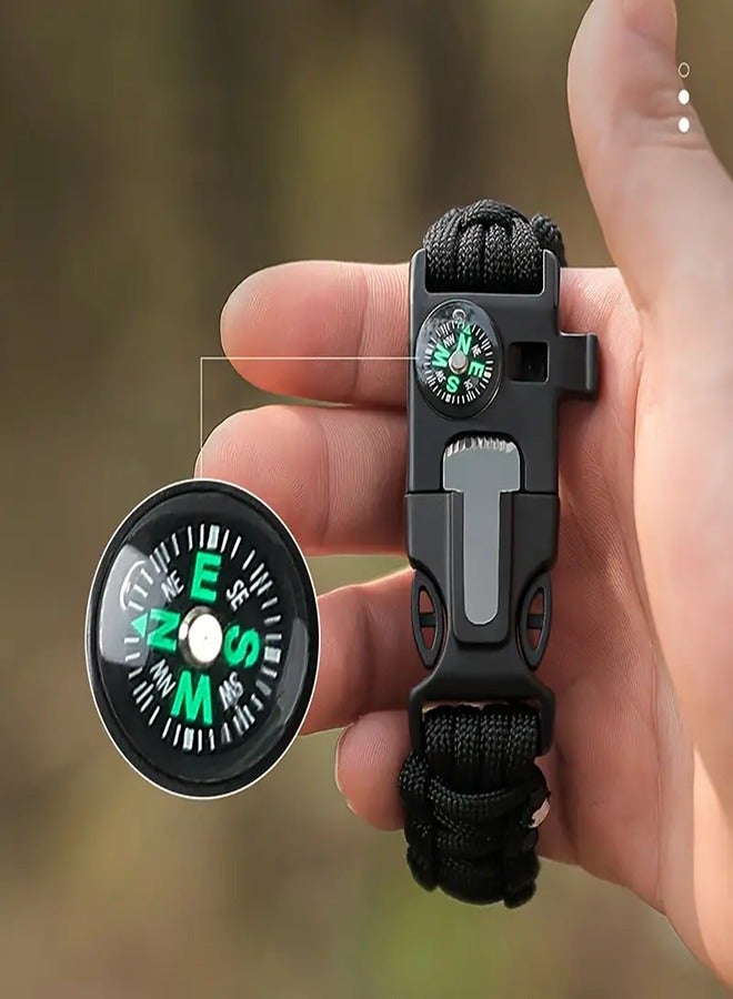 Generic Seven core umbrella rope woven survival whistle playing flint large compass umbrella rope bracelet lifesaving bracelet - Image 1