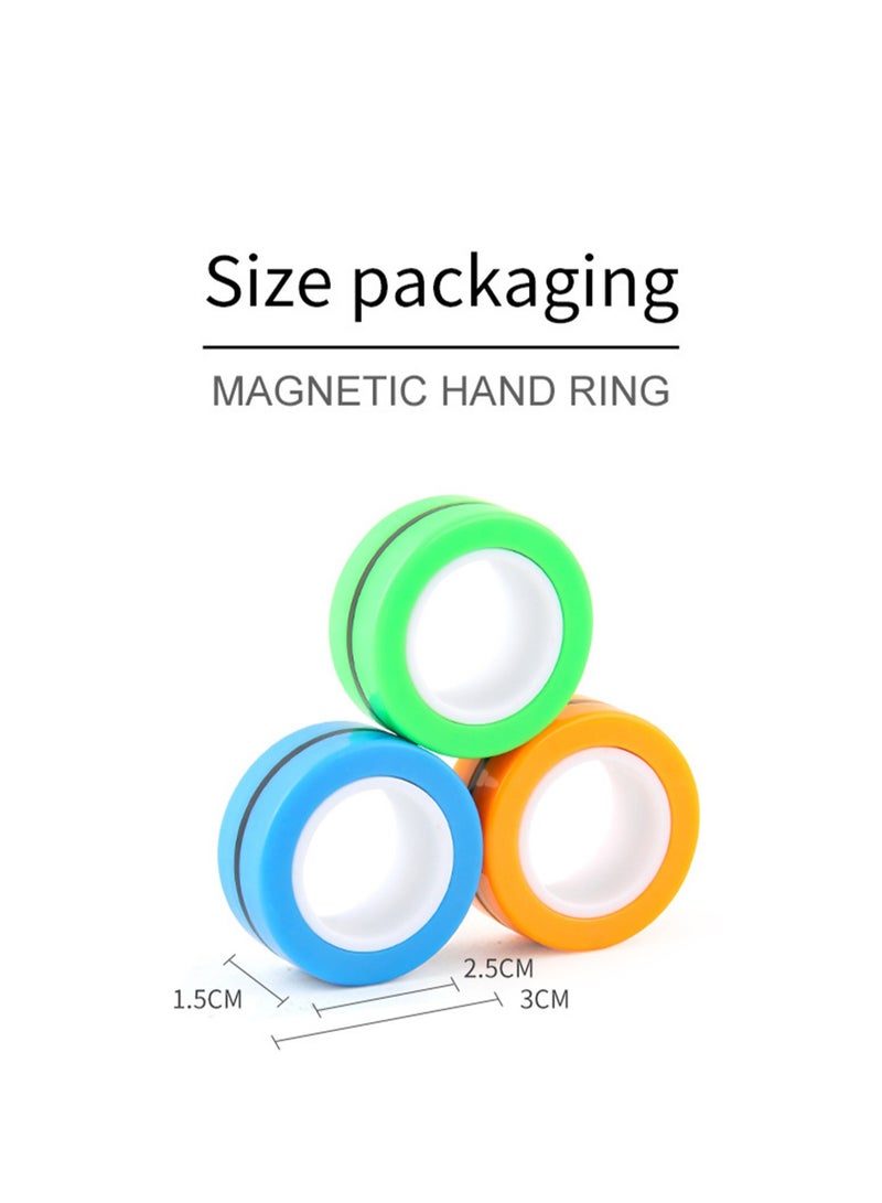 New Unique Magnetic Finger Ring Magnetic Ring Decompression Vent Finger Ring Rotating Fingertip Toy (Orange)  - Image 3