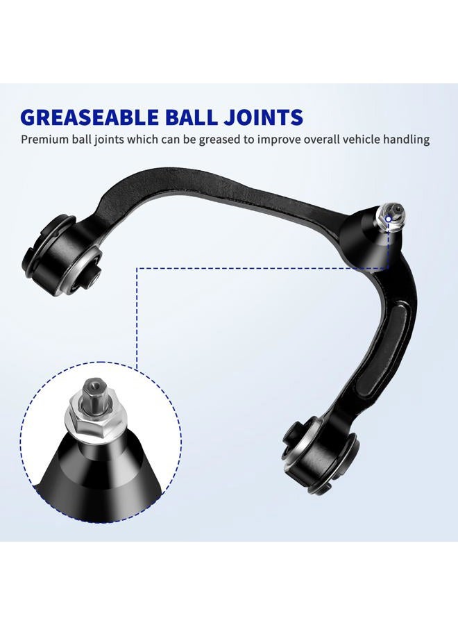 LCWRGS طقم تعليق أمامي 12 قطعة متوافق مع فورد F-150 4WD 4X4 من 2009-2014، 2 ذراع تحكم علوي، 2 مفاصل كروية سفلية، 2 روابط قضيب التوازن، 4 قضبان توجيه داخلية وخارجية، 2 أغطية - Image 5