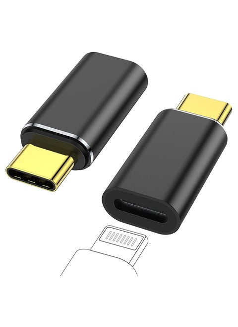 USB-C Male to Lightning Female Adapter (2-Pack) for PD Fast Charging & Data Transfer, Compatible with iPhone 15 Series, iPad Air, and Other USB Type-C Devices.