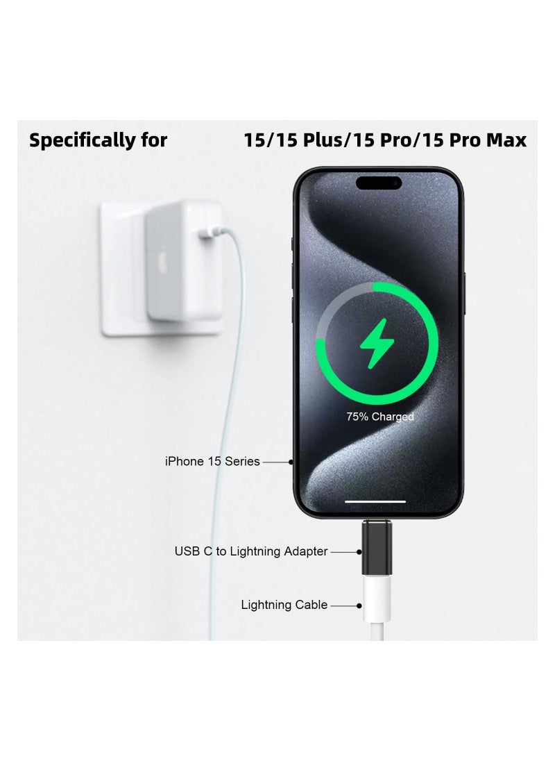 Generic - USB-C Male to Lightning Female Adapter (2-Pack) for PD Fast Charging & Data Transfer, Compatible with iPhone 15 Series, iPad Air, and Other USB Type-C Devices. - Image 1