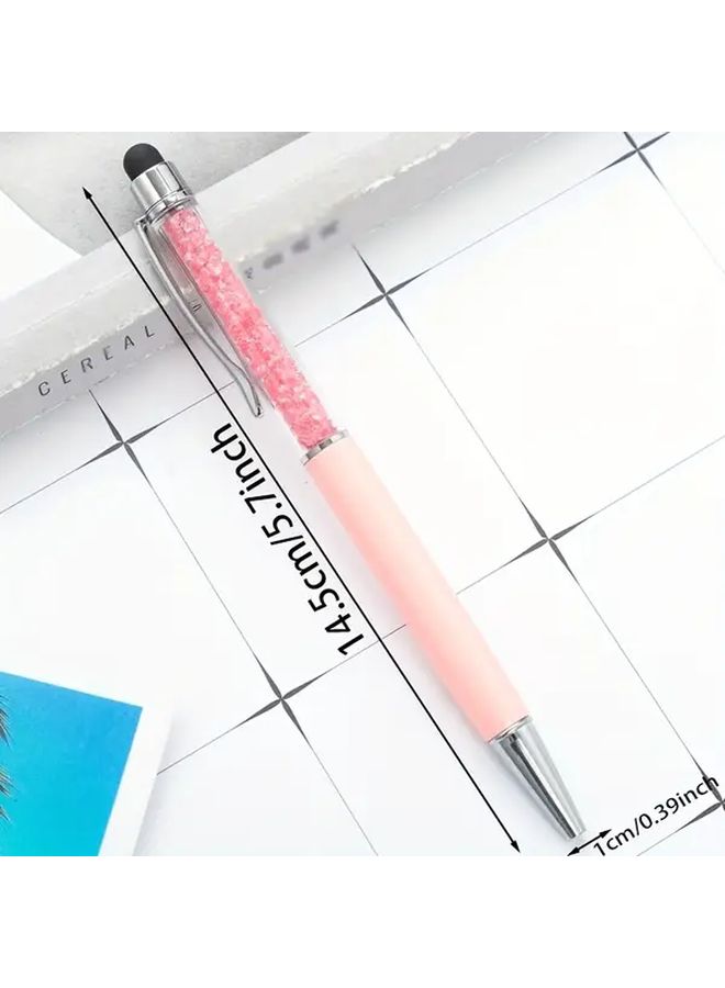 Black Crystal Round Ballpoint Pen 5pcs Diamond Metal Matte Push Button Retractable Writing Pen with Inspirational Quote Engraved - Image 2
