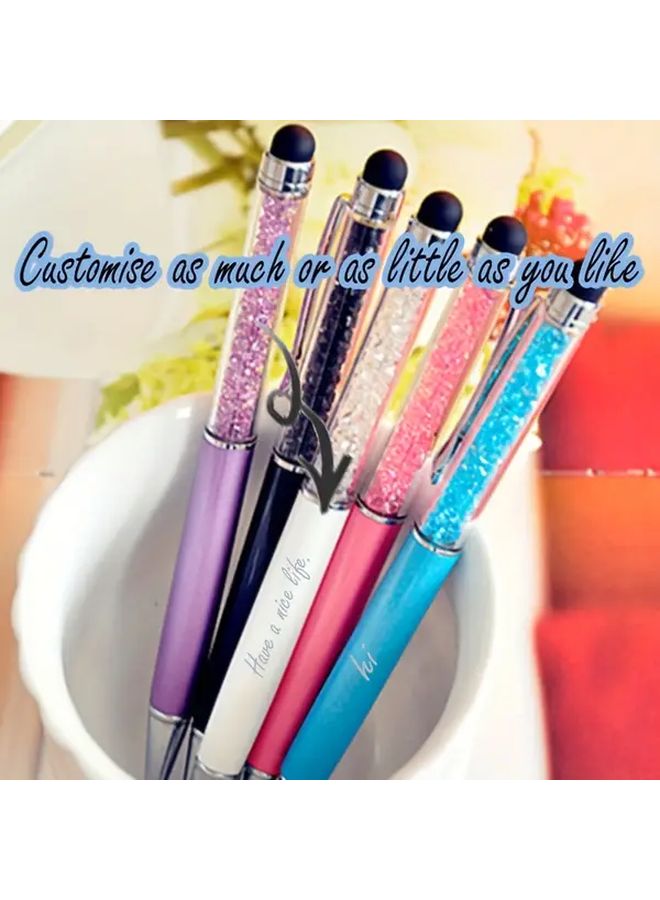 Black Crystal Round Ballpoint Pen 5pcs Diamond Metal Matte Push Button Retractable Writing Pen with Inspirational Quote Engraved - Image 1