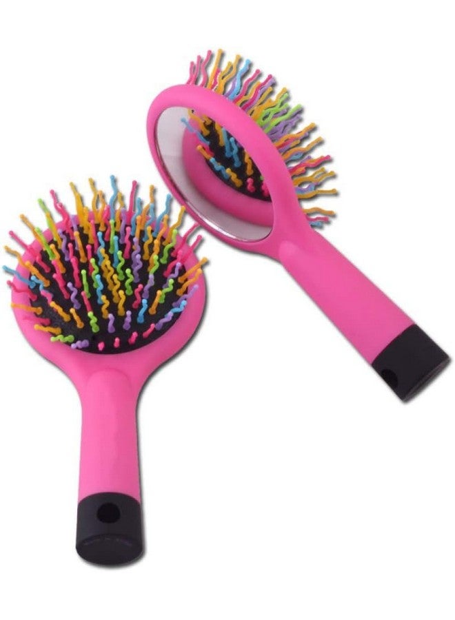 Alexvyan Alexvyan Pink Rainbow Bristles Travel Small Hair Comb with Make up Mirror Hair Brush Hair Brush For Women Kids Girls Keep In Pocket Bag for Travellig and Home - Image 4