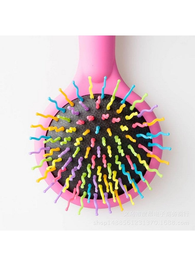 Alexvyan Alexvyan Pink Rainbow Bristles Travel Small Hair Comb with Make up Mirror Hair Brush Hair Brush For Women Kids Girls Keep In Pocket Bag for Travellig and Home - Image 5