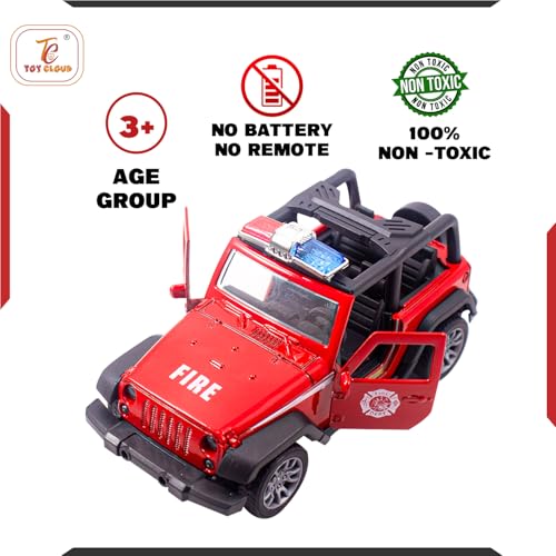 Toy Cloud Thar Fire Brigade Car 1:32 Scale Die-Cast Metal Toy with Opening Doors and Pull Back Action Realistic Toy Car - Image 5
