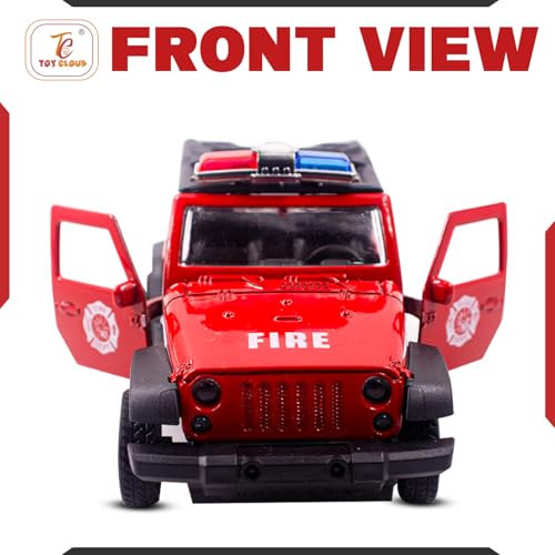 Toy Cloud Thar Fire Brigade Car 1:32 Scale Die-Cast Metal Toy with Opening Doors and Pull Back Action Realistic Toy Car - Image 3