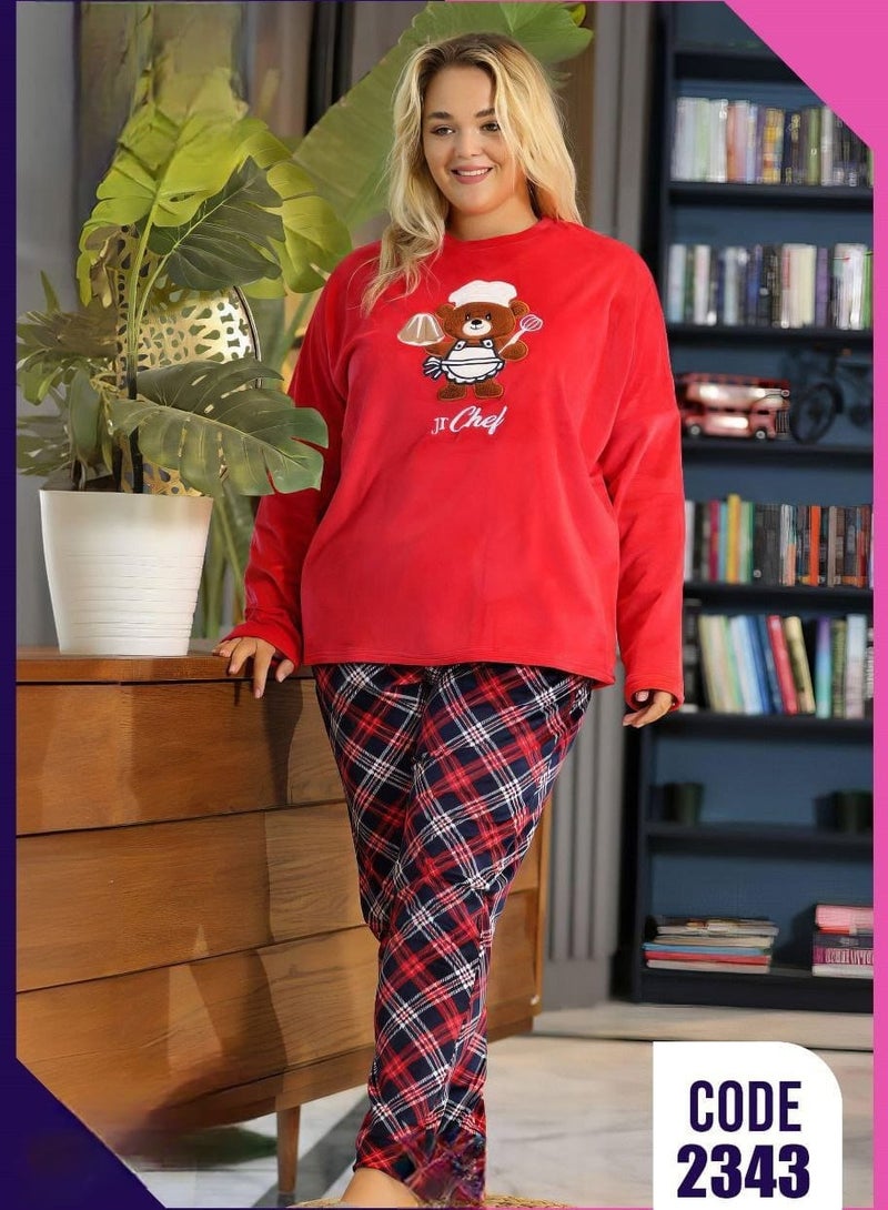 Amar Women's Winter Velvet Pajamas Red  - Image 1