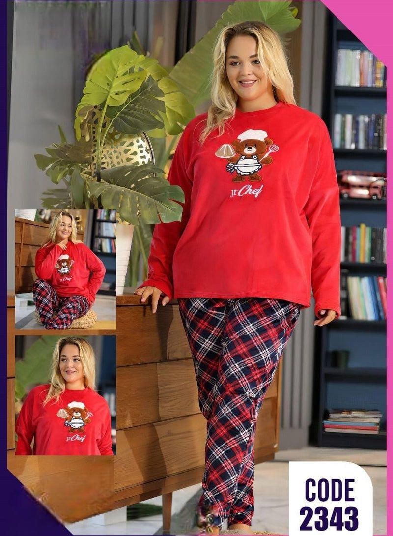 Amar Women's Winter Velvet Pajamas Red  - Image 3