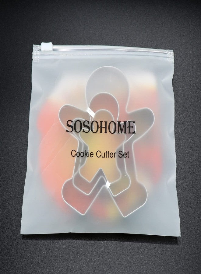 SOSOHOME 3 Piece Gingerbread Man Cookie Cutter Set, Christmas Shape Cookie Cutters Molds - 2.2 Inch, 3 Inch, 4.5 Inch - Image 2
