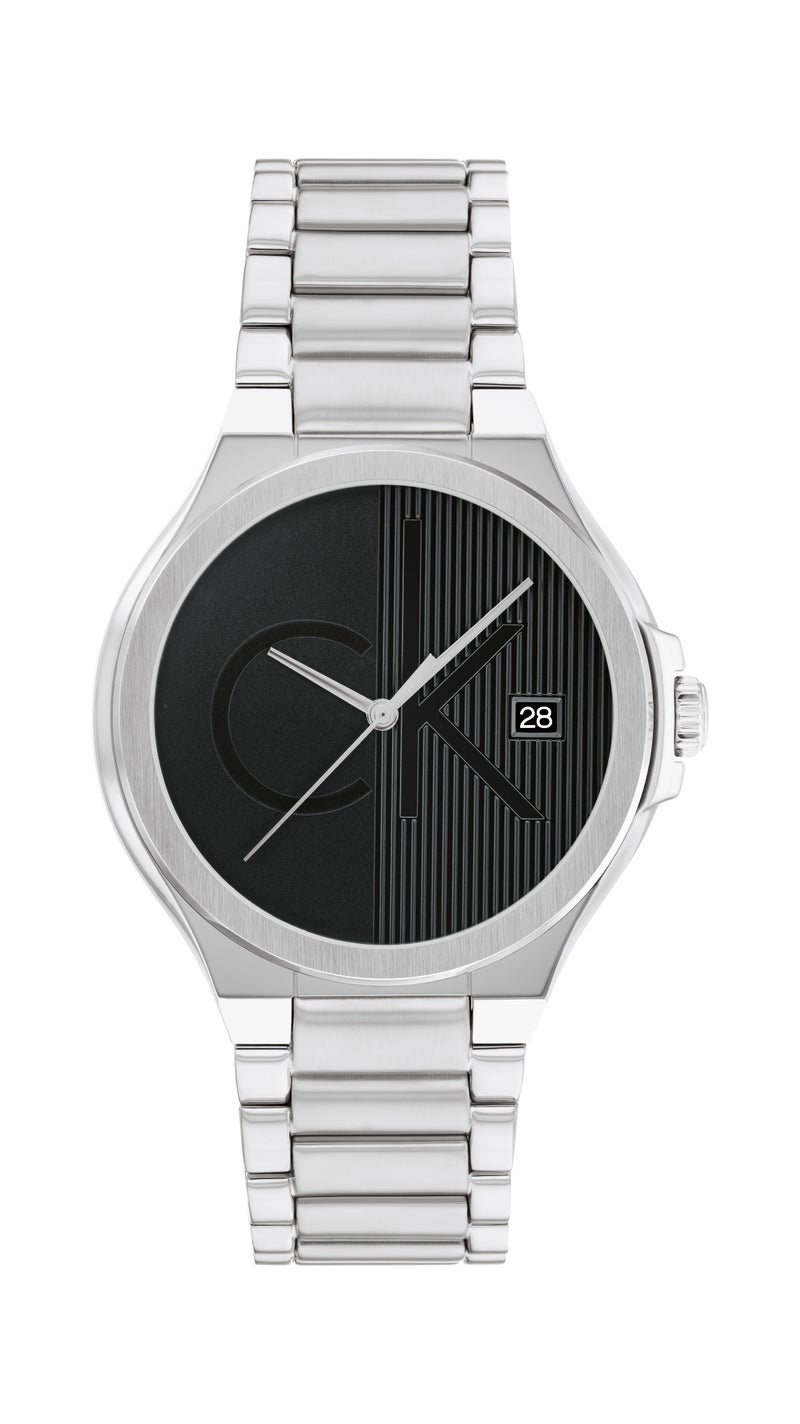 CALVIN KLEIN ساعة يد رجالية دائرية تناظرية مع تقويم، علبة من الفولاذ المقاوم للصدأ - Image 3