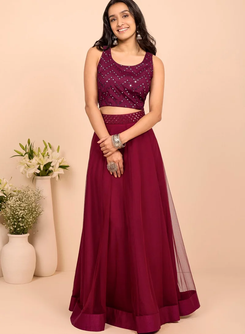 indya Indya X Shraddha Kapoor Mesh Detail Skirt