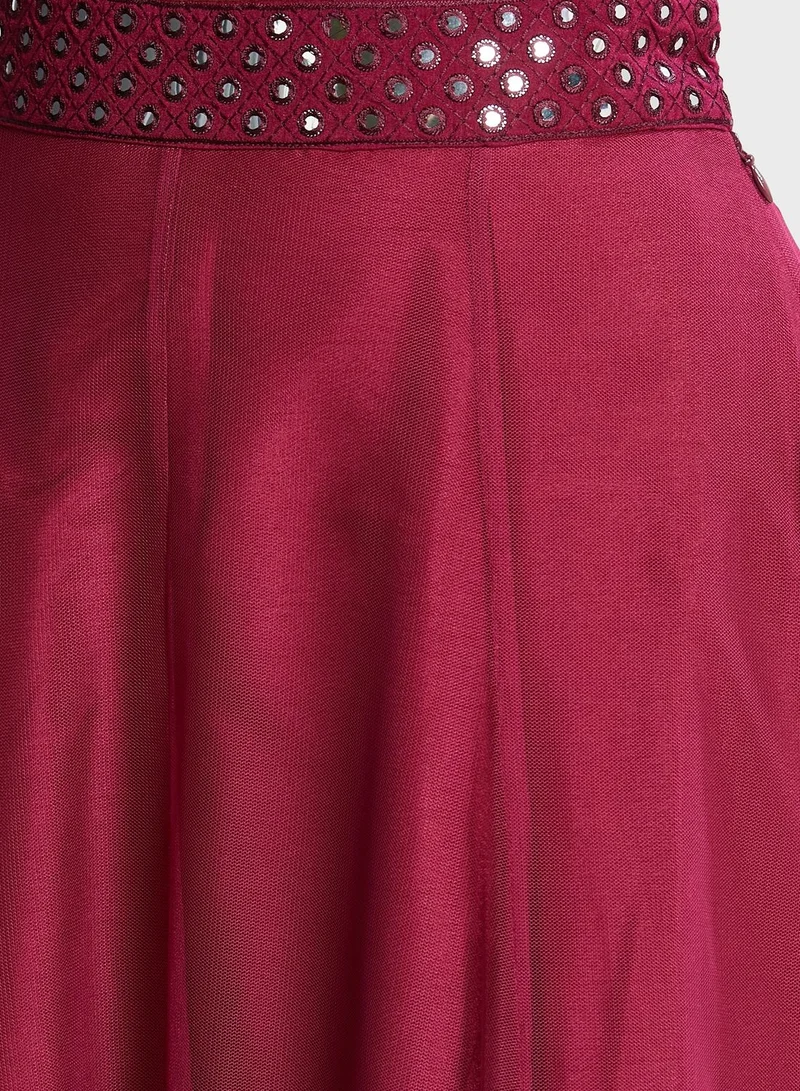 indya Indya X Shraddha Kapoor Mesh Detail Skirt