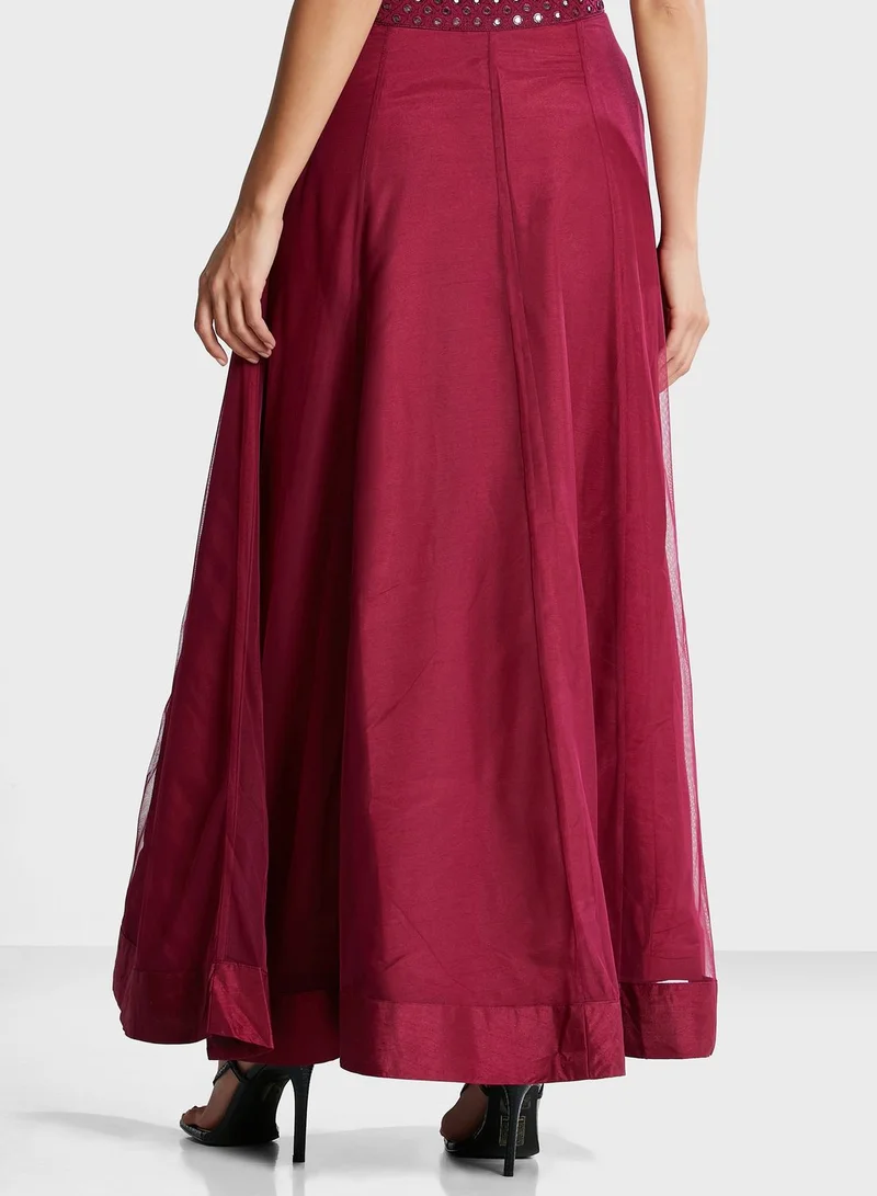 indya Indya X Shraddha Kapoor Mesh Detail Skirt