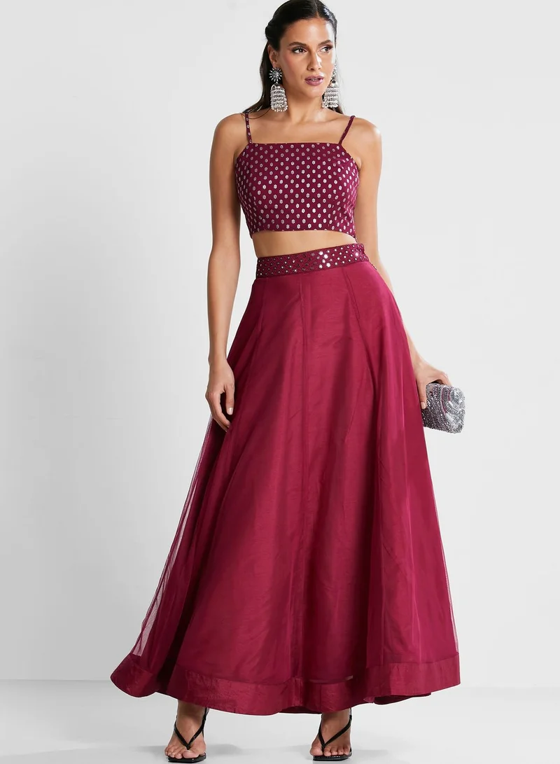indya Indya X Shraddha Kapoor Mesh Detail Skirt