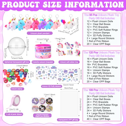 JellyArch 95 Pcs Unicorn Party Favor Bags Mini Unicorns Plush Stuffed Animals Bulk Unicorn Birthday Party Favors Keychain Gift Box Bracelet Sticker Signet Ring Goodie Bag Girly Filler Carnival Prize - Image 5
