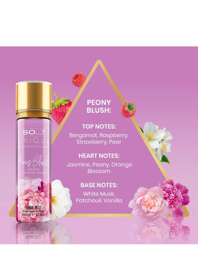 So..? So...? Unique Women's Body Mist Bundle | 150ml | Pack of 3 | Includes Sweet Pea, Truffle Cream & Peony Blush | Floral, Sweet & Soft Scents | Long-Lasting Fragrance Sprays  - Image 4