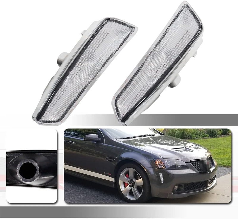 Tonsya Clear Lens Side Marker Lamp Housing Kit for 2008-2009 Pontiac G8 GT GXP - Image 1