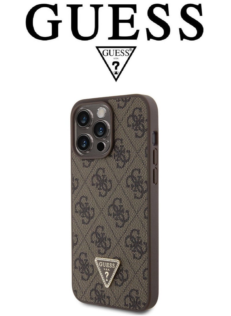 CG MOBILE IPhone 15 Pro Max cover case with a strap, iphone 15 pro max back cover with french design, iphone 15 pro max case with a logo and a leather design approved by the global brand Guess. From CG-MOBILE. In Brown  - Image 2