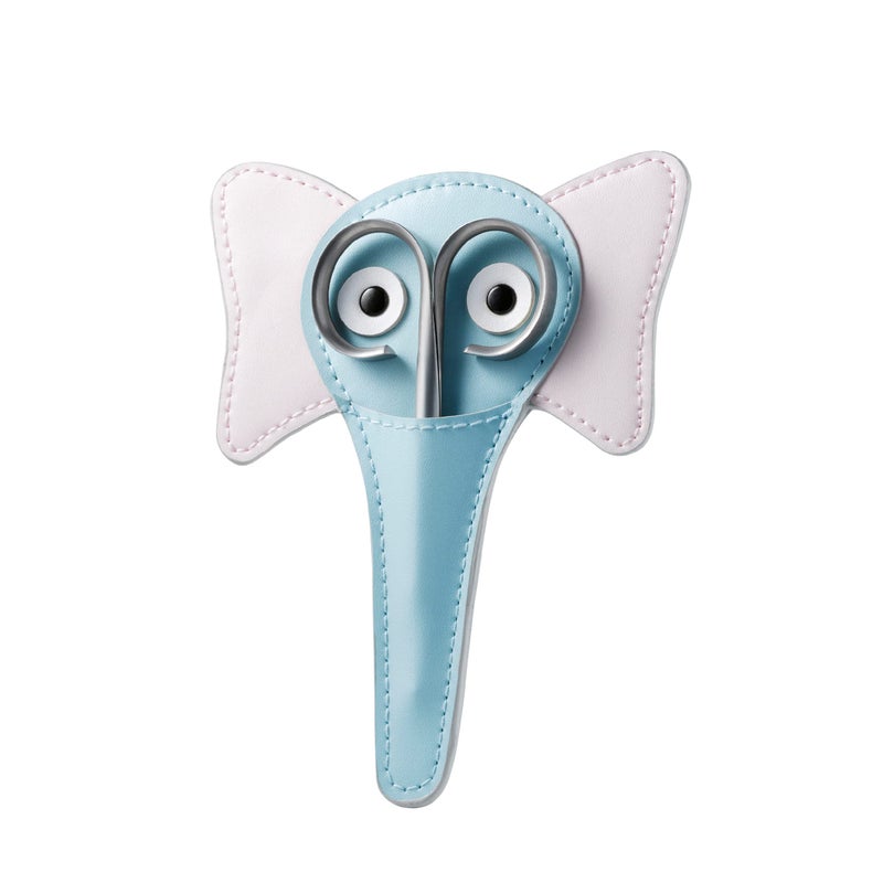 Rubis Stainless Steel Infant Nail Scissors with Blue Leather Elephant Case, For Precise Fingernails and Cuticles, 1K416, Silver,Rubis Switzerland Swiss Made World Renowned Precision - Image 1