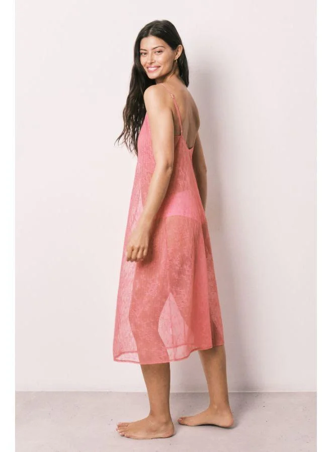 women'secret Lace midi nightgown with ruffle straps