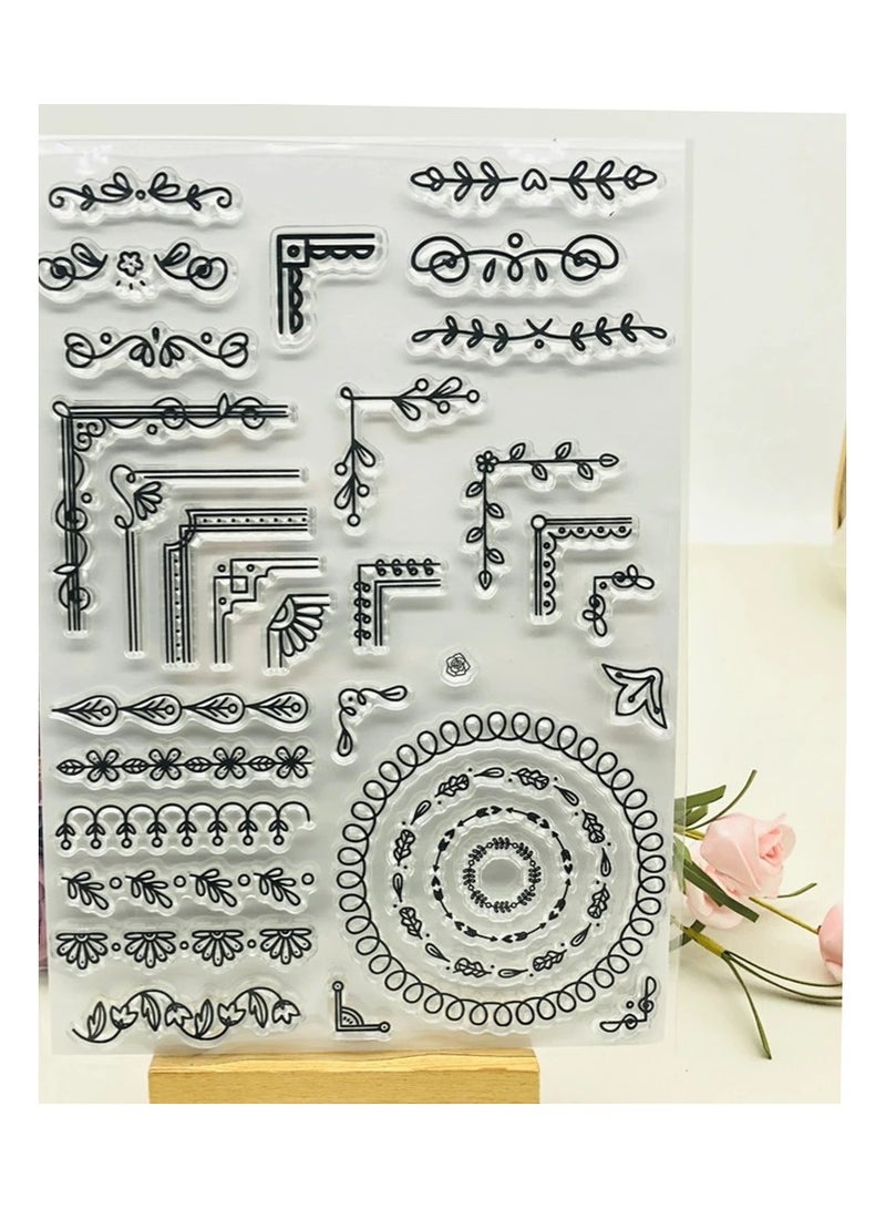 Clear Stamps Leaves Flowers Corner Borders Card Albums Paper Albums Rubber Stamps Clear Silicone - Image 2