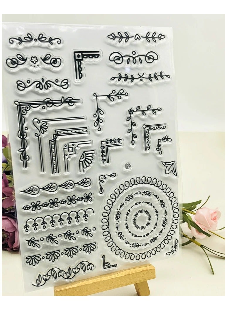 Clear Stamps Leaves Flowers Corner Borders Card Albums Paper Albums Rubber Stamps Clear Silicone - Image 4