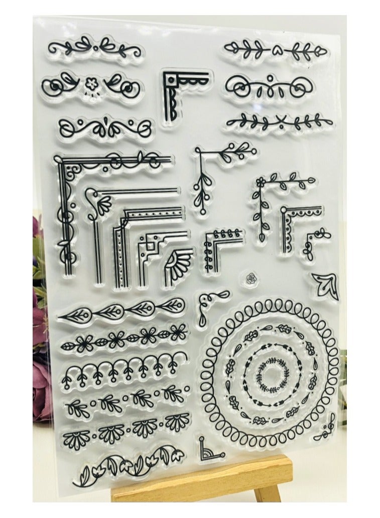 Clear Stamps Leaves Flowers Corner Borders Card Albums Paper Albums Rubber Stamps Clear Silicone - Image 3