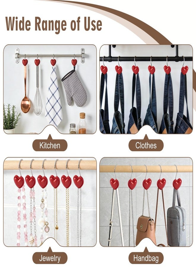 BBV Shower Curtain Hooks Rings for Valentine's Day, 12 Pcs Stainless Steel Glide Shower Hooks for Bathroom Shower Rods Curtains (RED) - Image 4