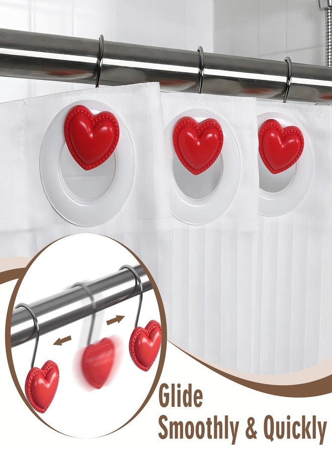 BBV Shower Curtain Hooks Rings for Valentine's Day, 12 Pcs Stainless Steel Glide Shower Hooks for Bathroom Shower Rods Curtains (RED) - Image 3