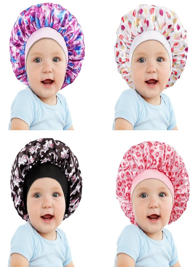 Dyrfolm 4 PCS Kids Satin Bonnet,Kids Bonnets for Girls,Soft Silk Bonnet for Sleeping for Natural Hair Toddler Teens Child - Image 1
