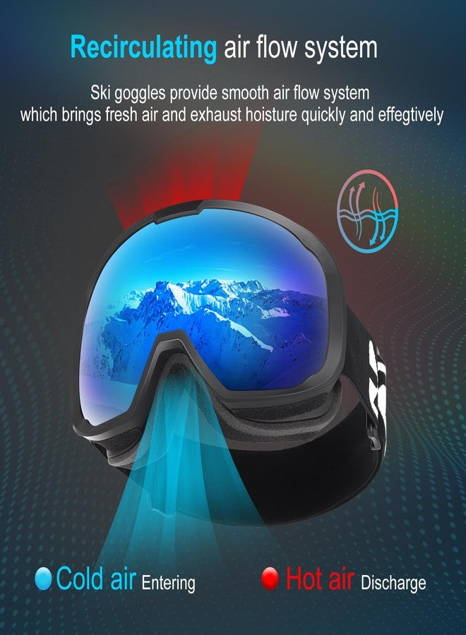 EXP VISION Ski Goggles for Men Women, OTG Snowboard Goggles with 100% UV Protection Anti Fog Lens Snow Goggles (Blue) - Image 3