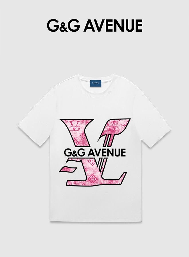 G&G AVENUE Heavy cotton fabric White cotton Oversized fit unisex casual 1/2 short sleeved summer vintage beach vacation T-shirt - Image 1