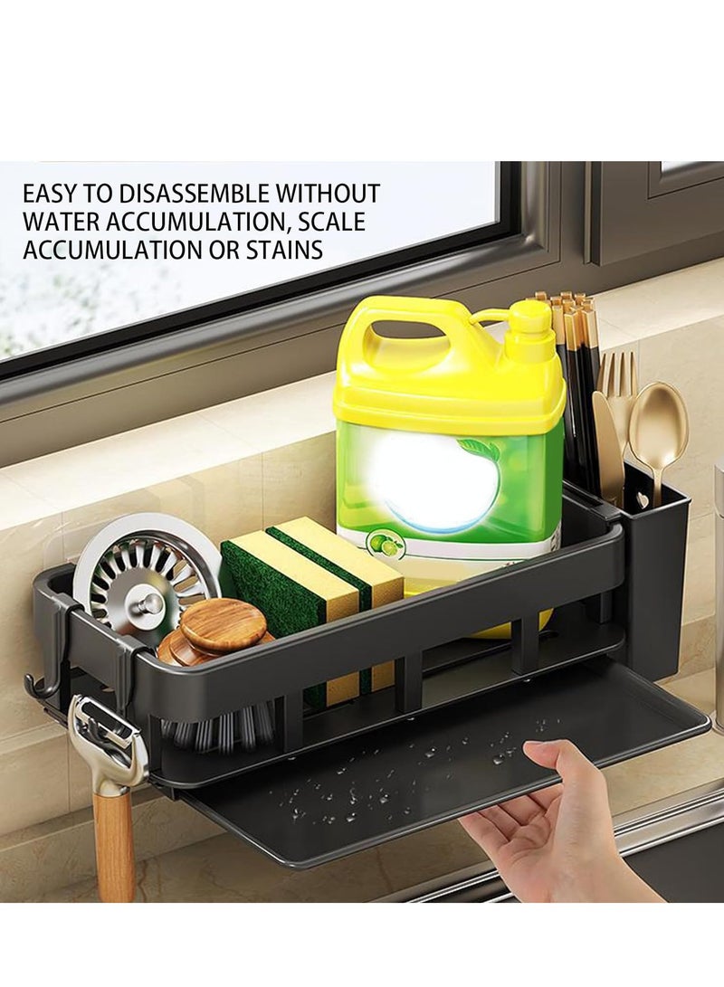 SYOSI Adhesive Dish Sponge Organizer Sponge Sink Holder Sponges Holder Storage Rack Shower Storage No Drilling Holder Container With Brush Holder Storage Kitchen Supplies Wall Hanging Sponge  - Image 2