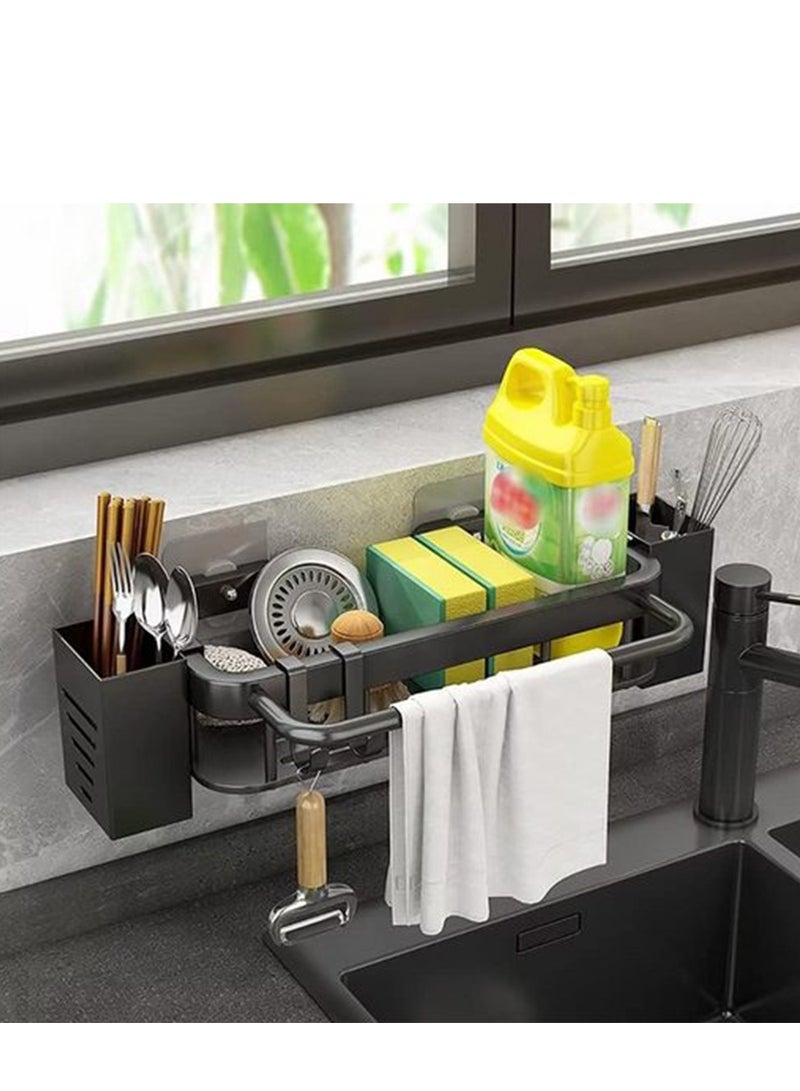 SYOSI Adhesive Dish Sponge Organizer Sponge Sink Holder Sponges Holder Storage Rack Shower Storage No Drilling Holder Container With Brush Holder Storage Kitchen Supplies Wall Hanging Sponge  - Image 5