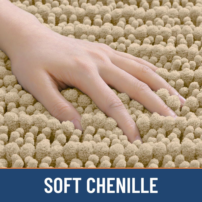Smiry Bathroom Rugs Mat 30x20, Extra Soft Absorbent Chenille Bath Rugs, Non Slip Rubber Backing Machine Washable Quick Dry Bath Mats for Bathroom Floor, Tub, Shower, Home Decor Accessories, Beige - Image 4