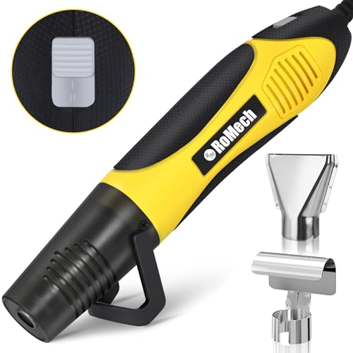 ROMECH 350W Heat Gun with 2 Nozzles, Dual Temp Heat Gun 400°F-660°F, Fast Heat Hot Air Gun with Overload Protection for DIY Craft Embossing Shrink Wrapping (Yellow) - Image 1