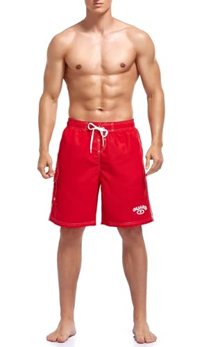 Adoretex Men's Guard Board Shorts Swim Trunks with Mesh Liner, Designed for Guard Uniform Swimwear (MG001) - Red - Small - Image 3