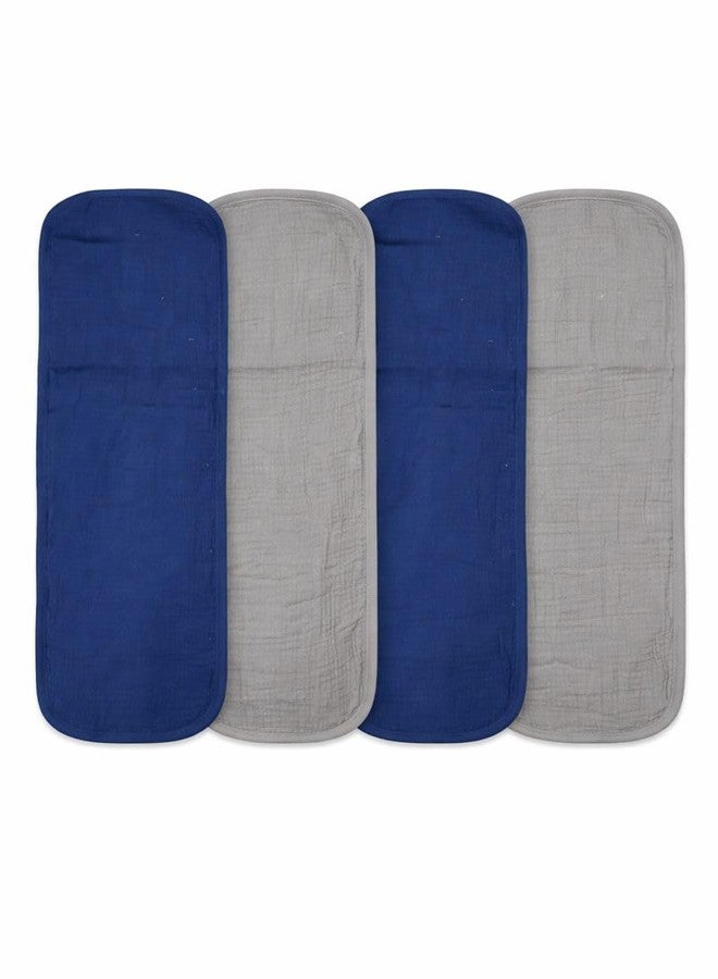 TuddyBuddy Baby Burp Cloth Towel Napkins for Baby Large 17x12 Inches, Fine Double Layer 100% Cotton (4 Pcs Burp Towels, Muslin - 2 Grey & 2 Blue Pack) - Image 4