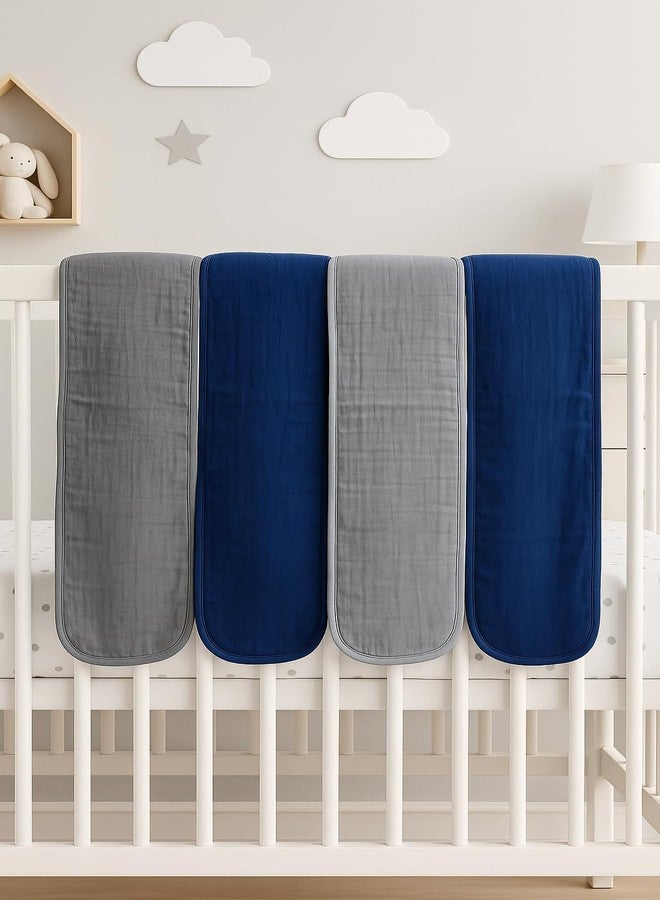 TuddyBuddy Baby Burp Cloth Towel Napkins for Baby Large 17x12 Inches, Fine Double Layer 100% Cotton (4 Pcs Burp Towels, Muslin - 2 Grey & 2 Blue Pack) - Image 3