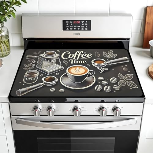 AOHMPT MultiDesign Stove Top Cover for GlassElectric Stoves 3in1 HeatResistant Protector Mat NonSlip Drying Rack 28x20 Coffee 28 L x 20 W - Image 1