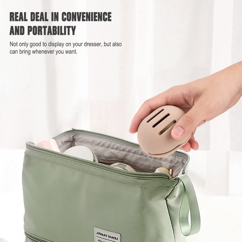 FERYES Makeup Sponge Holder â€“ Shatterproof Eco-Friendly Silicone Beauty Make Up Blender Case for Travel - Khaki - Image 4