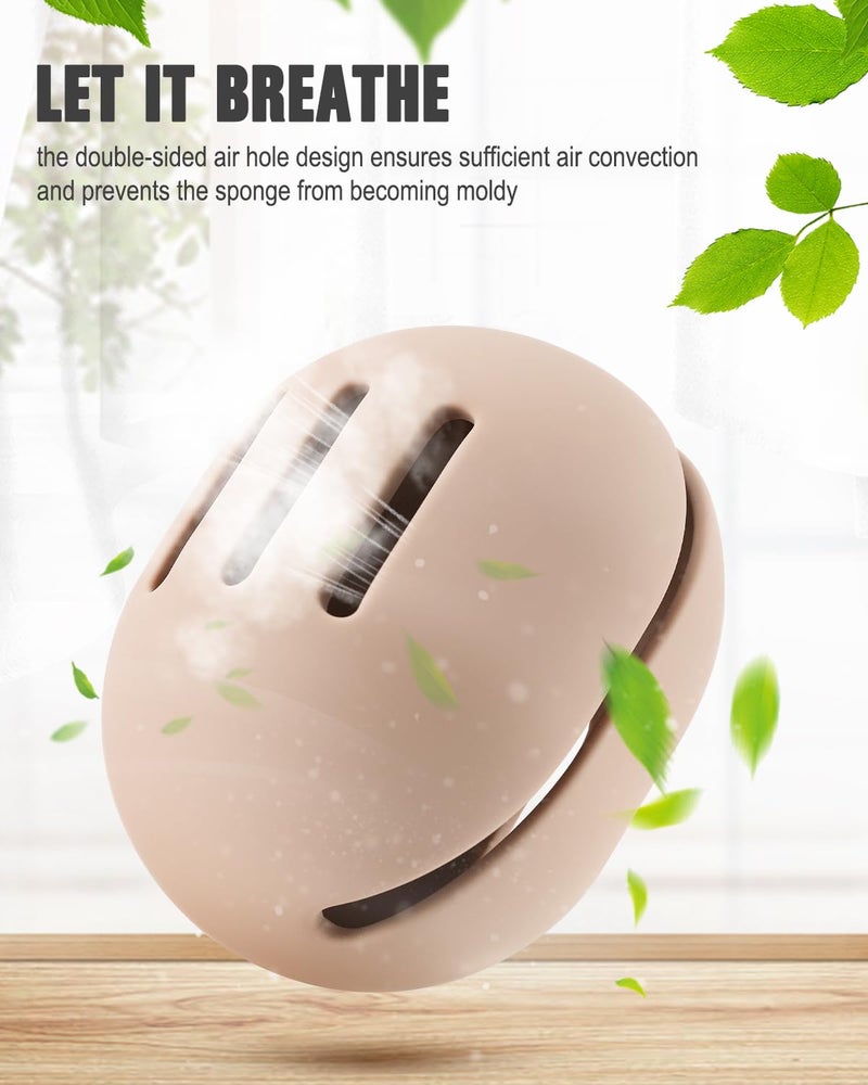 FERYES Makeup Sponge Holder â€“ Shatterproof Eco-Friendly Silicone Beauty Make Up Blender Case for Travel - Khaki - Image 5