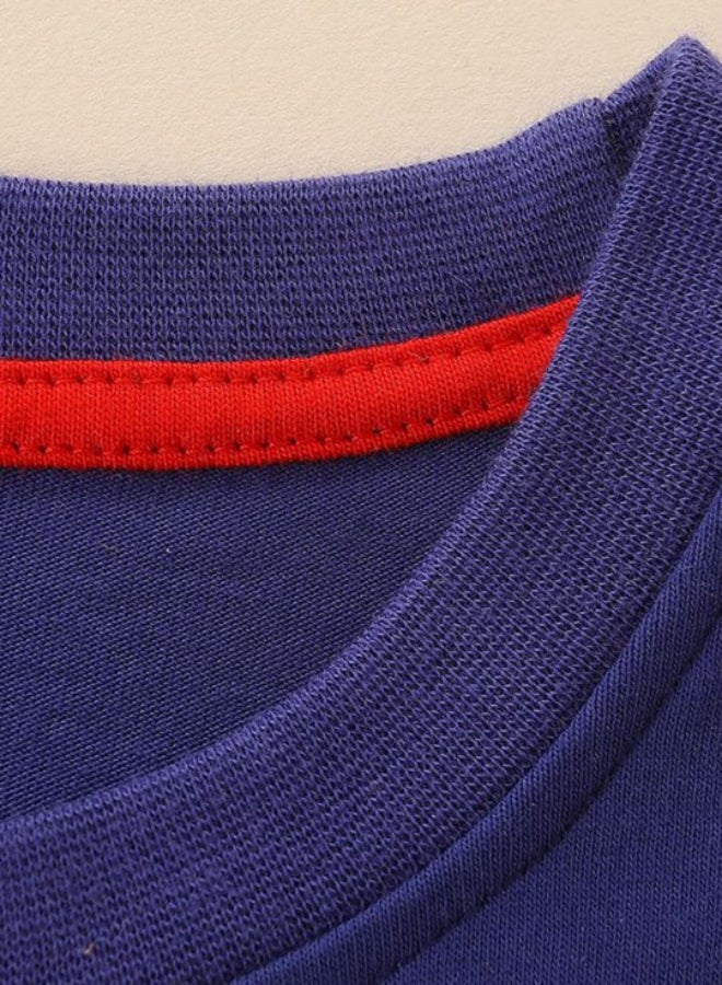 يونيكي Navy Blue A-Line Crew Neck Printed Dress - Image 5