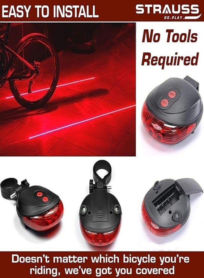 Strauss Bicycle Tail Lights | Headlights| Ultra Bright Waterproof Bicycle Tail Lights | Light Set with Led Light | Tail Clip Light Lamp |Taillight Set | Pack of 2 - Image 2