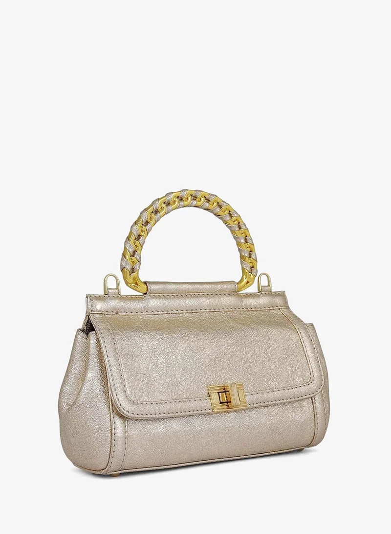 Da Milano Small Metallic Leather Sling - Gold