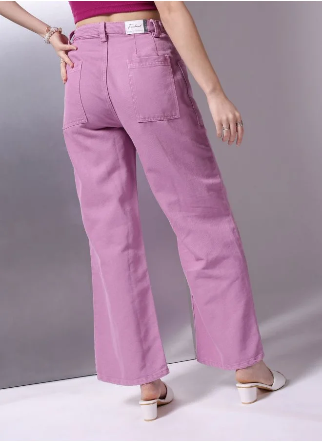 Freehand Women Loose Fit Solid High-Rise Overdyed Denim