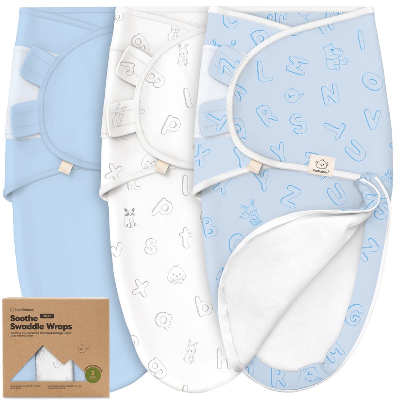 KeaBabies Baby Swaddle Sleep Sacks with Zipper 3Pack Swaddles for Newborns 03 Months Infant Baby Girls Boys Soft Durable Newborn Sleep Sack Easy Diaper Change Swaddling Blanket ABC Land Cloud