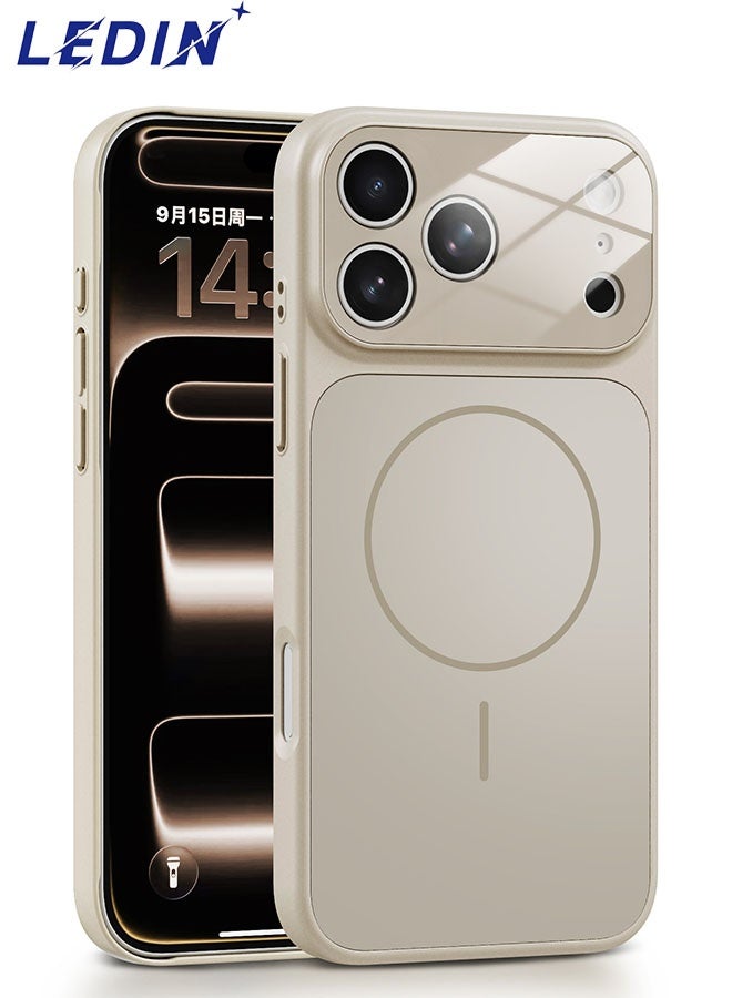LEDIN Luxury Magnetic Glass Case for iPhone 17 Pro Max –Wireless Compatible, Anti-Fingerprint, Shockproof & Oil-Resistant Frosted Back Cover - Image 1